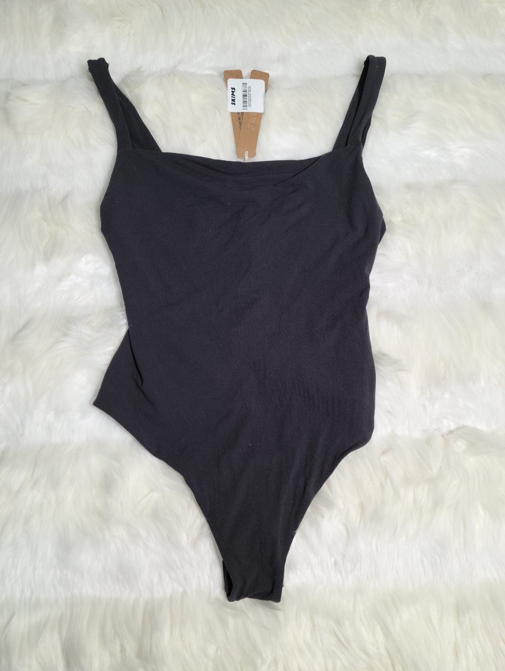 SKIMS Fits Everybody Square Neck Bodysuit Black Onyx Women X-Small NEW
